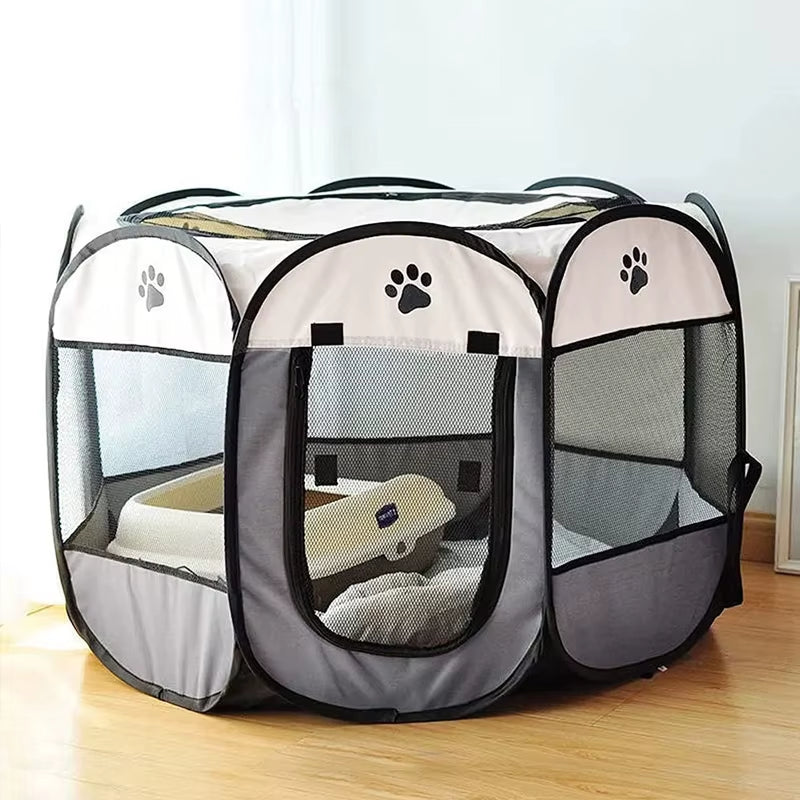 Folding Pet Tent Dog House Camping Accessories Pet Cage Octagonal Cage Fence Outdoor Playpen Puppy Shelter
