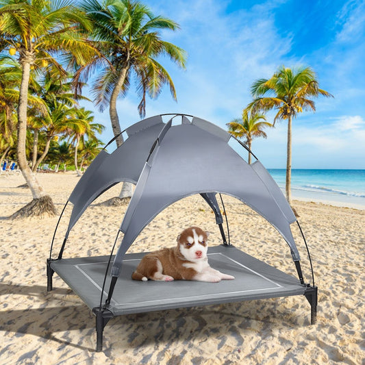 Lit Pour Chien Sur Pieds Cadre En Acier Robuste Utilisable À L'Intérieur Et L'Extérieur 90 X 81 X 86 CM/105 X 87 X 89 CM