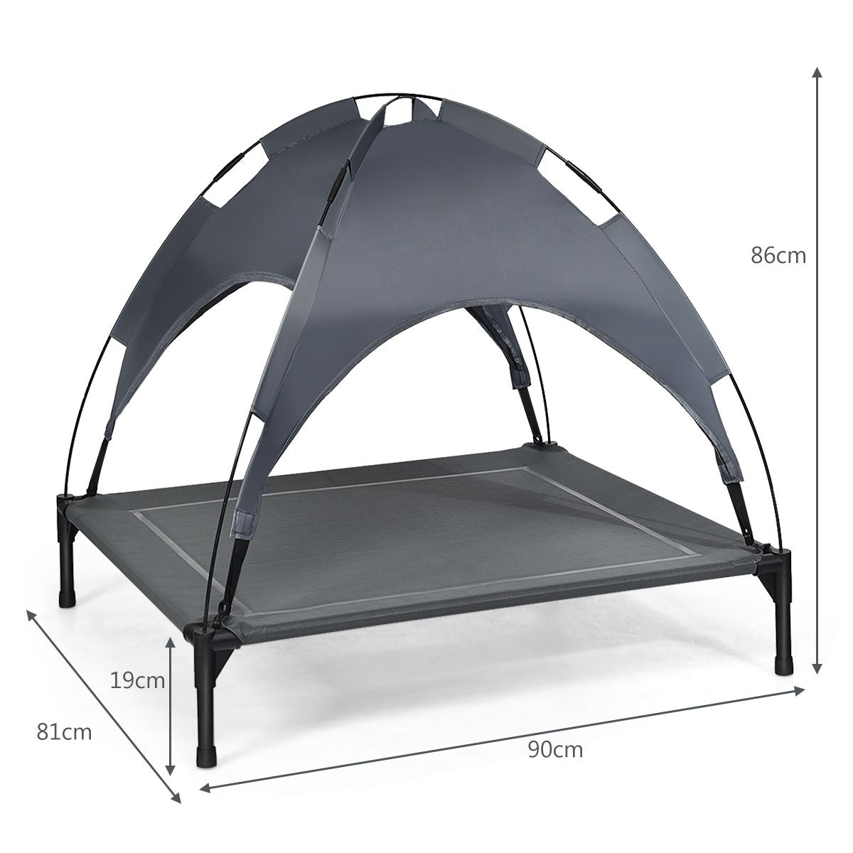 Lit Pour Chien Sur Pieds Cadre En Acier Robuste Utilisable À L'Intérieur Et L'Extérieur 90 X 81 X 86 CM/105 X 87 X 89 CM
