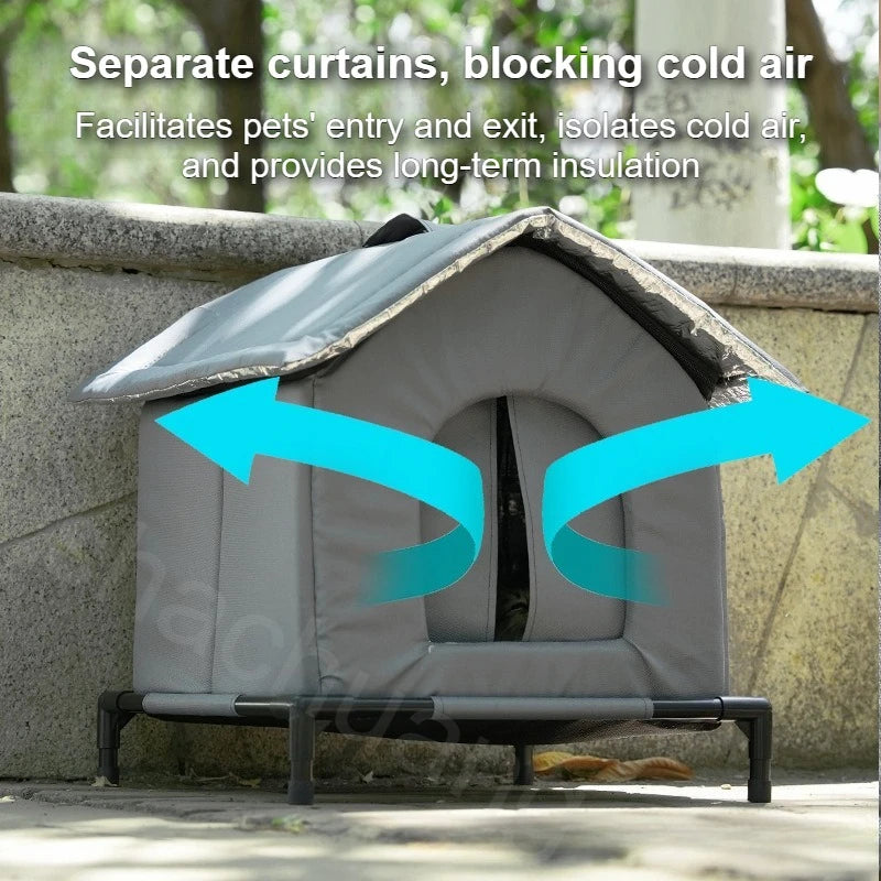 New Outdoor Cat House Waterproof Insulated Pet Cave with Kickstand Winter Warm Summer Cooling Foldable for Feral Stray Animal