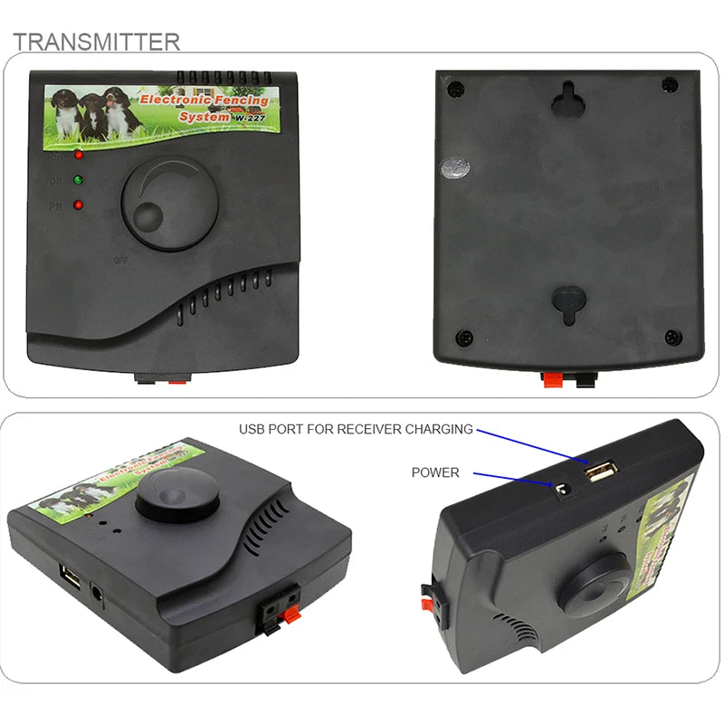 Electric Pet Fence In-Ground Dog Fence Rechargeable Receivers Electric Dog Training Collar Pet Containment System W-227B New