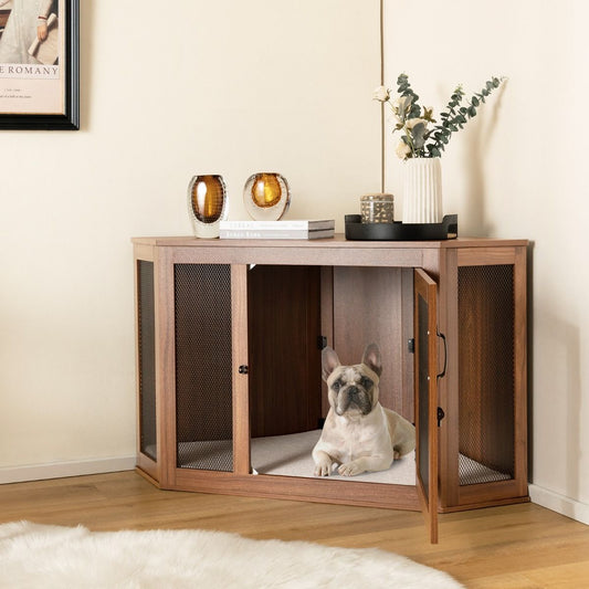 Cage Pour Chien Intérieur XXL Cage D’Angle Pour Animaux De Compagnie Avec Porte Verrouillabl Niche Chien Caisse Chien 114 X 60 X 68 CM Brun