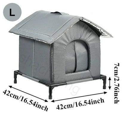 New Outdoor Cat House Waterproof Insulated Pet Cave with Kickstand Winter Warm Summer Cooling Foldable for Feral Stray Animal