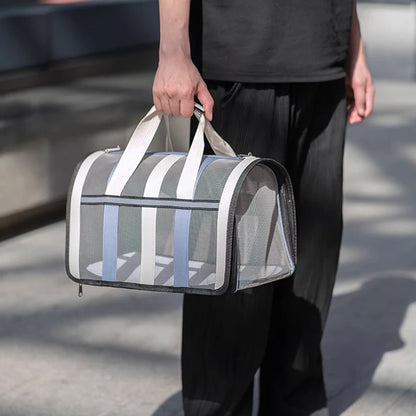 Pet Carrying Bag Outing Portable Cat Dogs Handbag Foldable Small to Medium Dog Cage Mesh Handbag