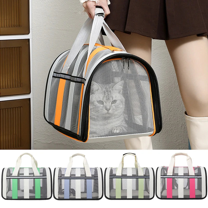 Pet Carrying Bag Outing Portable Cat Dogs Handbag Foldable Small to Medium Dog Cage Mesh Handbag
