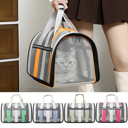 Pet Carrying Bag Outing Portable Cat Dogs Handbag Foldable Small to Medium Dog Cage Mesh Handbag