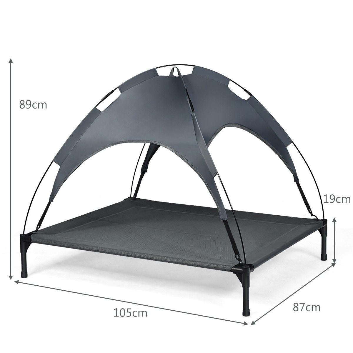 Lit Pour Chien Sur Pieds Cadre En Acier Robuste Utilisable À L'Intérieur Et L'Extérieur 90 X 81 X 86 CM/105 X 87 X 89 CM